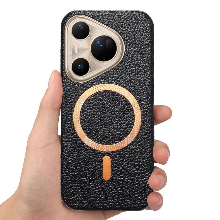 For Huawei Pura 80 Ultra 5G Litchi Texture Brushed MagSafe PU Back Cover Phone Case