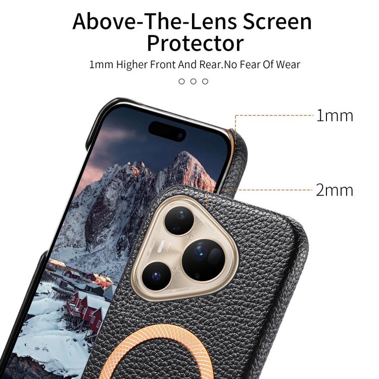 For Huawei Pura 80 Ultra 5G Litchi Texture Brushed MagSafe PU Back Cover Phone Case