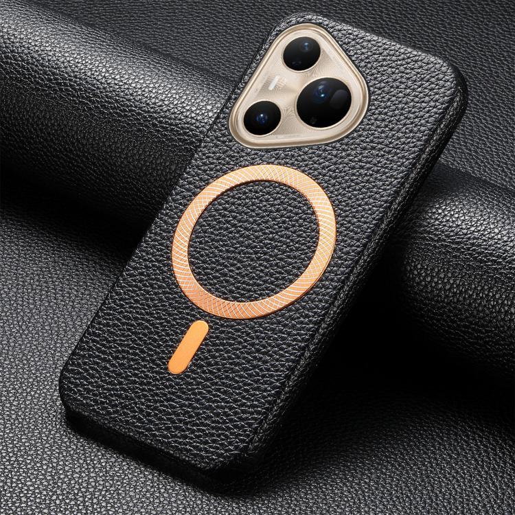 For Huawei Pura 80 Ultra 5G Litchi Texture Brushed MagSafe PU Back Cover Phone Case