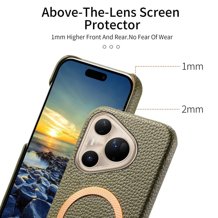 For Huawei Pura 80 Ultra 5G Litchi Texture Brushed MagSafe PU Back Cover Phone Case
