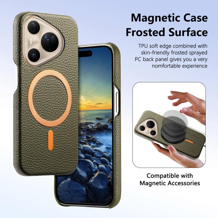 For Huawei Pura 80 Ultra 5G Litchi Texture Brushed MagSafe PU Back Cover Phone Case