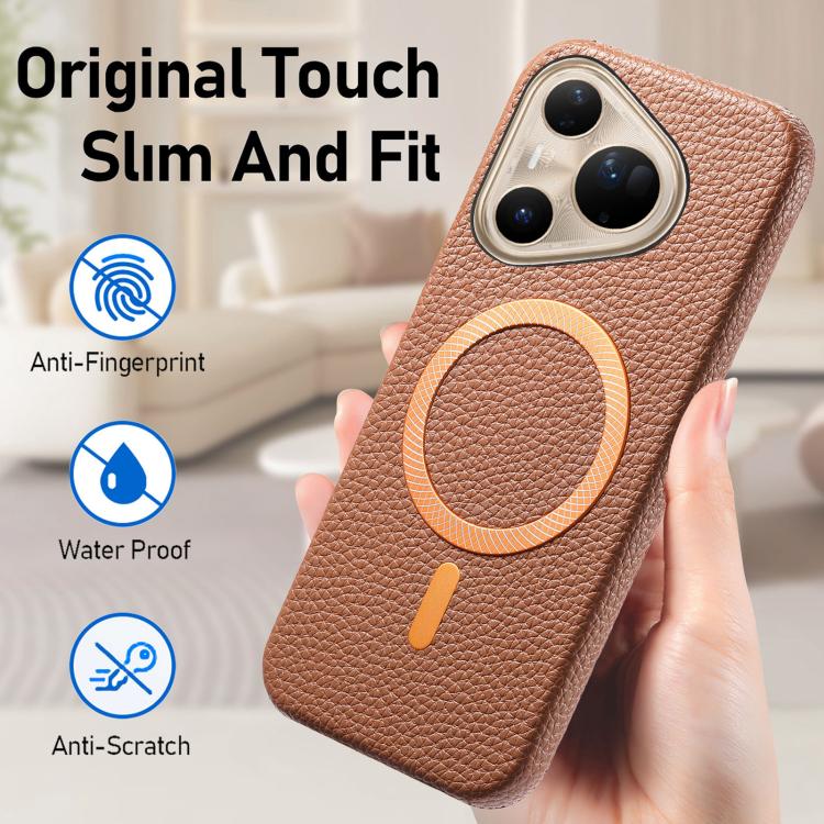 For Huawei Pura 80 Ultra 5G Litchi Texture Brushed MagSafe PU Back Cover Phone Case