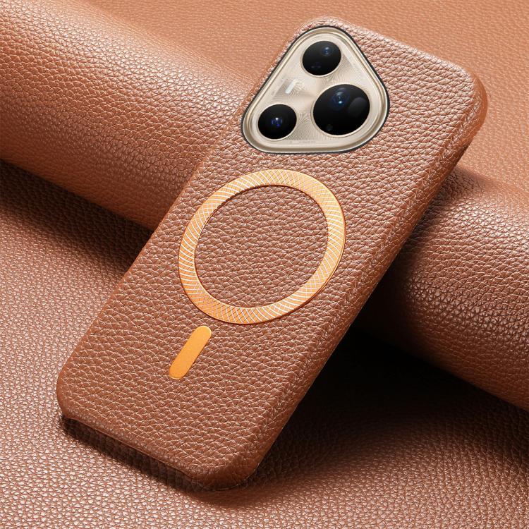 For Huawei Pura 80 Ultra 5G Litchi Texture Brushed MagSafe PU Back Cover Phone Case