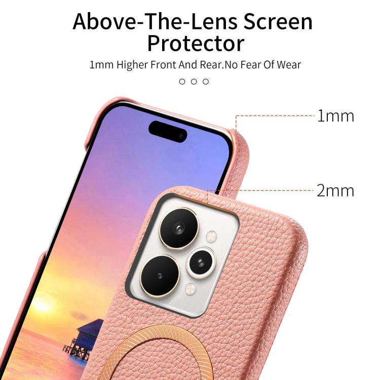 For Realme 15 Pro Litchi Texture Brushed MagSafe PU Back Cover Phone Case