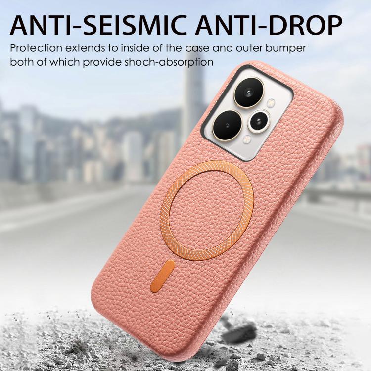 For Realme 15 Pro Litchi Texture Brushed MagSafe PU Back Cover Phone Case