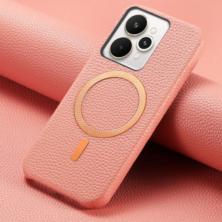 For Realme 15 Pro Litchi Texture Brushed MagSafe PU Back Cover Phone Case