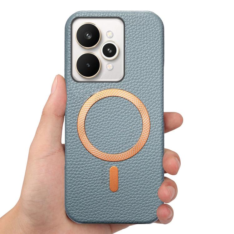 For Realme 15 Pro Litchi Texture Brushed MagSafe PU Back Cover Phone Case