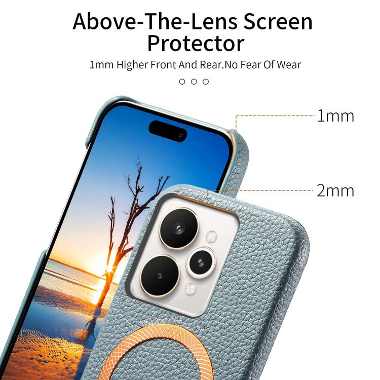For Realme 15 Pro Litchi Texture Brushed MagSafe PU Back Cover Phone Case