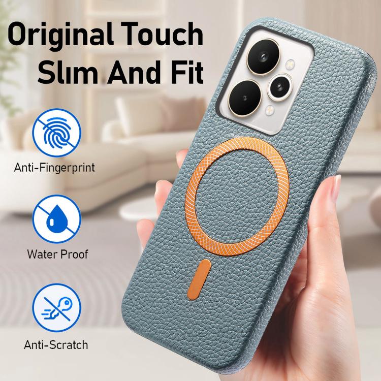 For Realme 15 Pro Litchi Texture Brushed MagSafe PU Back Cover Phone Case