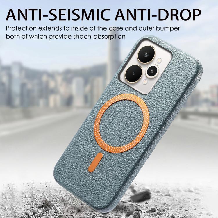 For Realme 15 Pro Litchi Texture Brushed MagSafe PU Back Cover Phone Case
