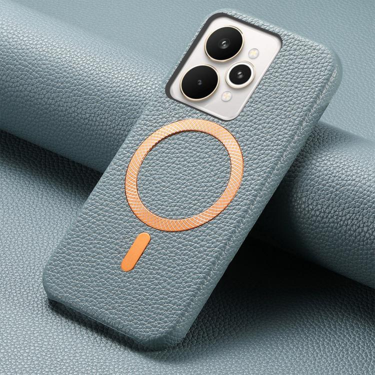 For Realme 15 Pro Litchi Texture Brushed MagSafe PU Back Cover Phone Case