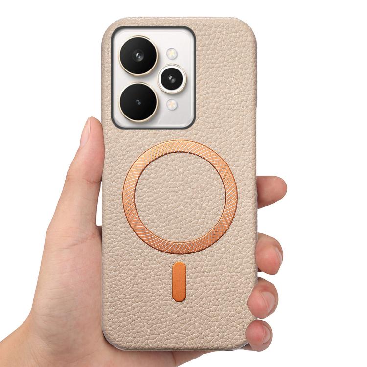 For Realme 15 Pro Litchi Texture Brushed MagSafe PU Back Cover Phone Case