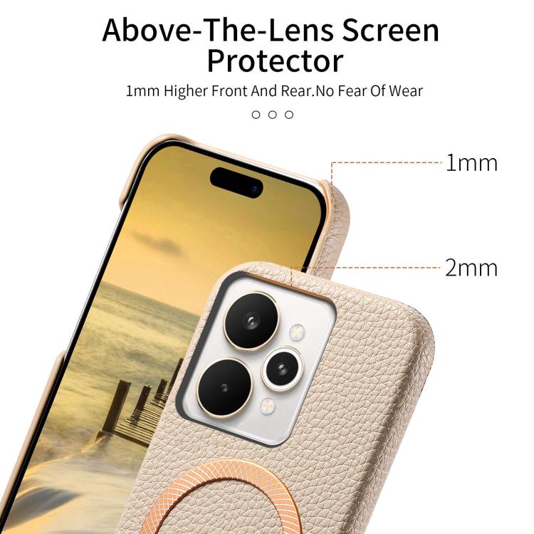 For Realme 15 Pro Litchi Texture Brushed MagSafe PU Back Cover Phone Case