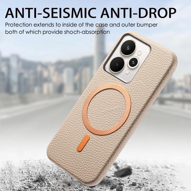 For Realme 15 Pro Litchi Texture Brushed MagSafe PU Back Cover Phone Case