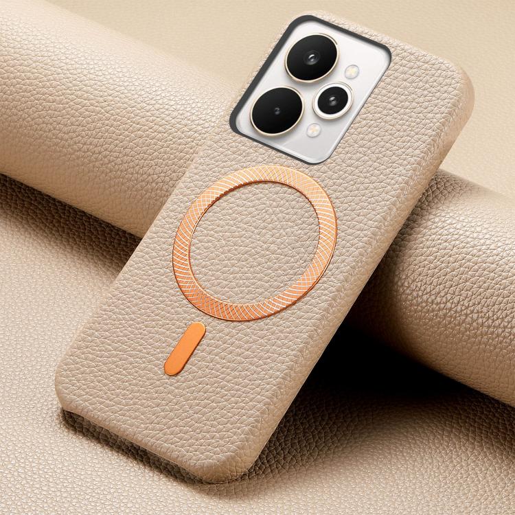 For Realme 15 Pro Litchi Texture Brushed MagSafe PU Back Cover Phone Case