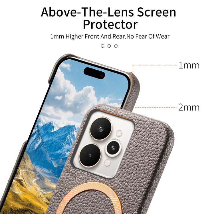 For Realme 15 Pro Litchi Texture Brushed MagSafe PU Back Cover Phone Case