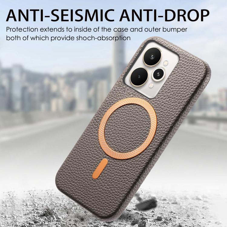 For Realme 15 Pro Litchi Texture Brushed MagSafe PU Back Cover Phone Case