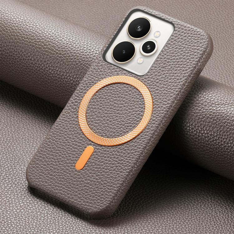 For Realme 15 Pro Litchi Texture Brushed MagSafe PU Back Cover Phone Case