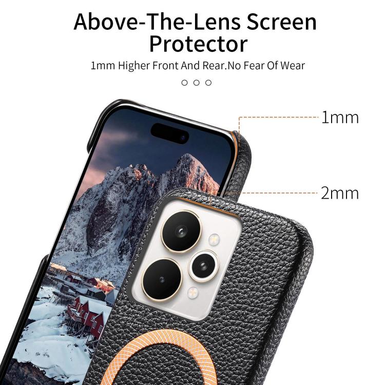 For Realme 15 Pro Litchi Texture Brushed MagSafe PU Back Cover Phone Case