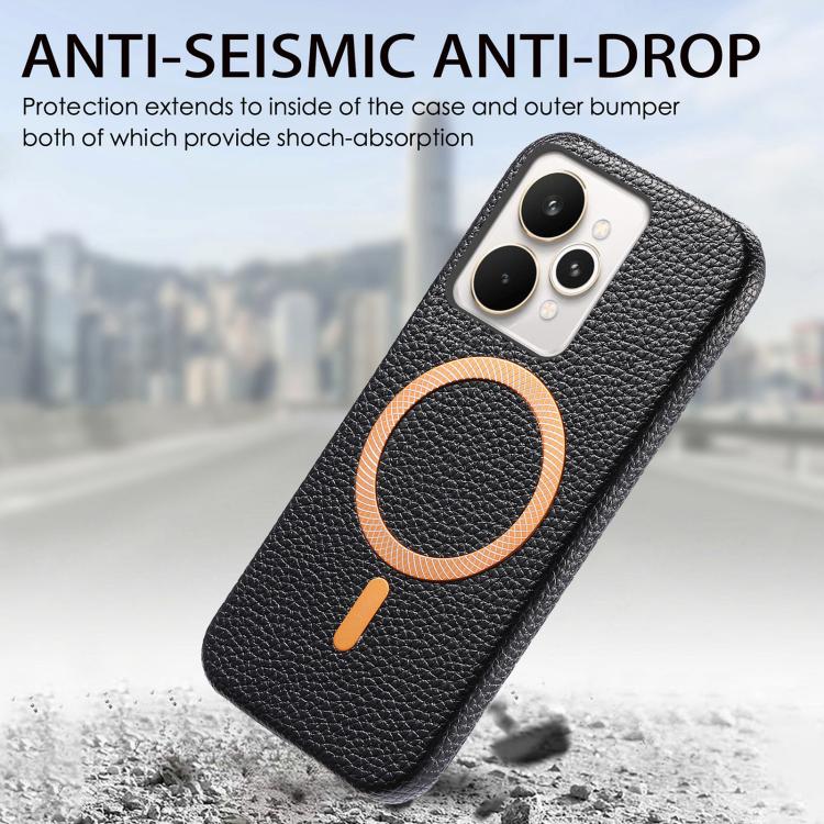 For Realme 15 Pro Litchi Texture Brushed MagSafe PU Back Cover Phone Case