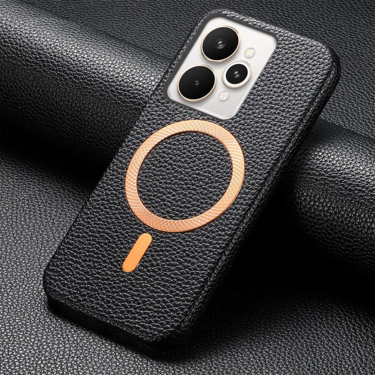 For Realme 15 Pro Litchi Texture Brushed MagSafe PU Back Cover Phone Case