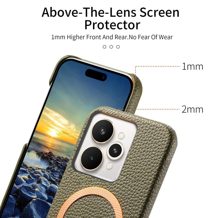 For Realme 15 Pro Litchi Texture Brushed MagSafe PU Back Cover Phone Case
