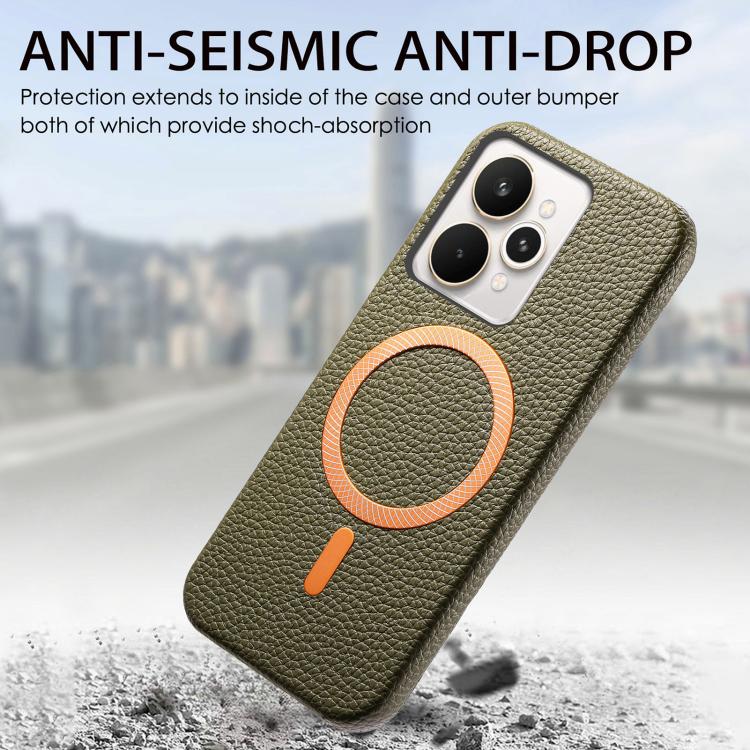 For Realme 15 Pro Litchi Texture Brushed MagSafe PU Back Cover Phone Case