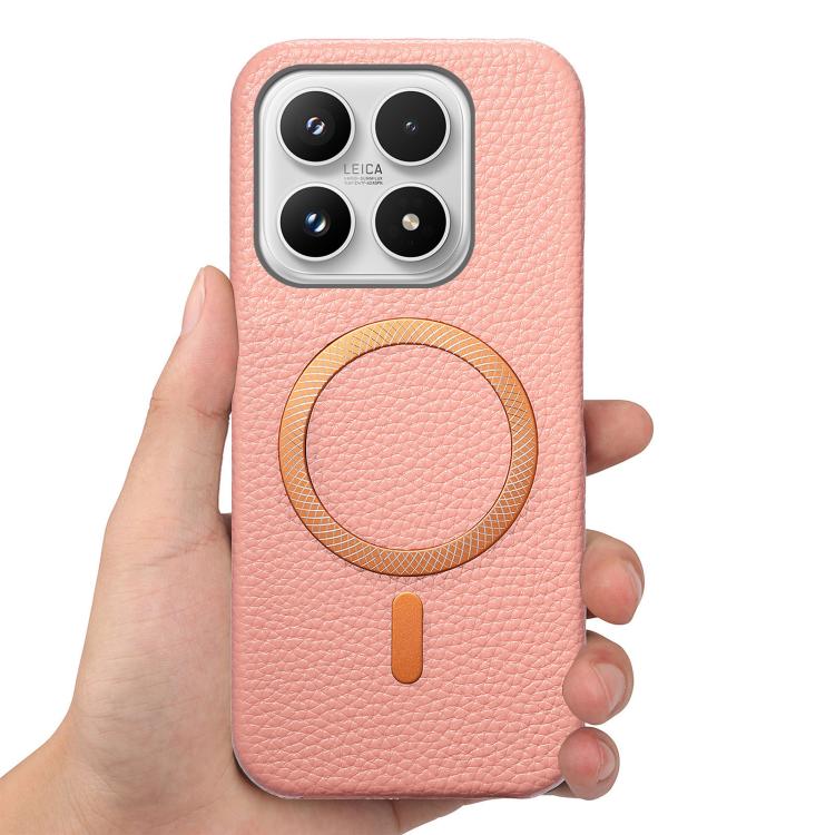 For Xiaomi 17 Litchi Texture Brushed MagSafe PU Back Cover Phone Case