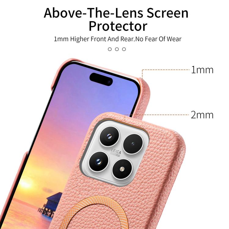 For Xiaomi 17 Litchi Texture Brushed MagSafe PU Back Cover Phone Case