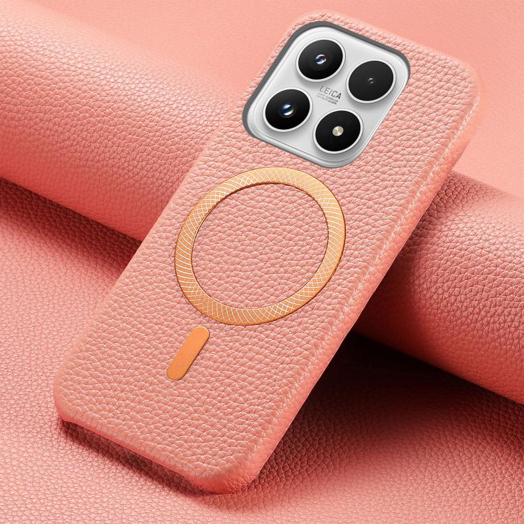 For Xiaomi 17 Litchi Texture Brushed MagSafe PU Back Cover Phone Case