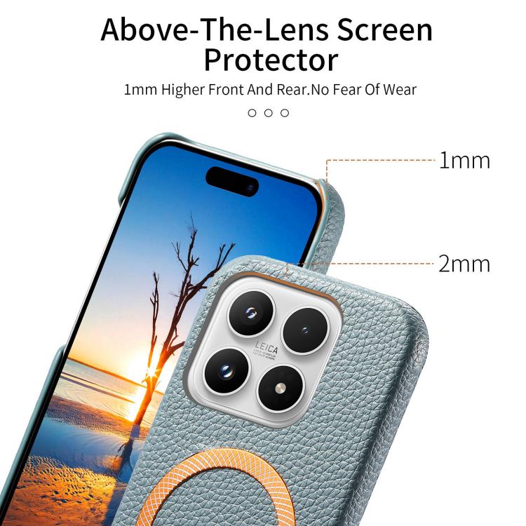 For Xiaomi 17 Litchi Texture Brushed MagSafe PU Back Cover Phone Case