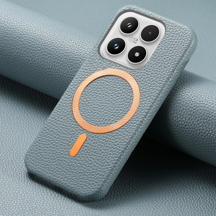 For Xiaomi 17 Litchi Texture Brushed MagSafe PU Back Cover Phone Case