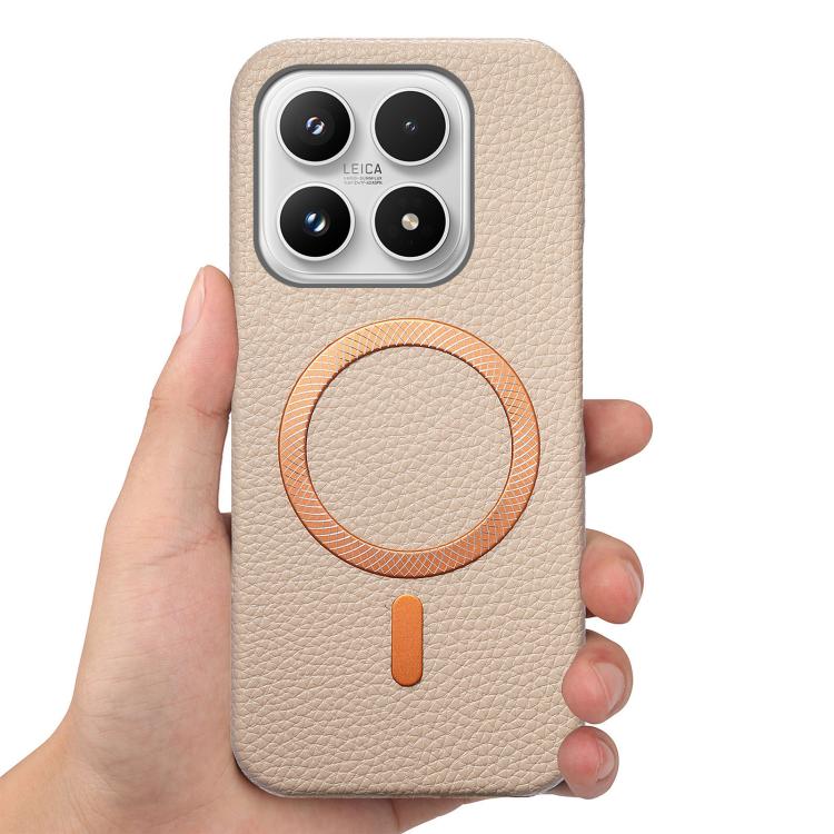 For Xiaomi 17 Litchi Texture Brushed MagSafe PU Back Cover Phone Case