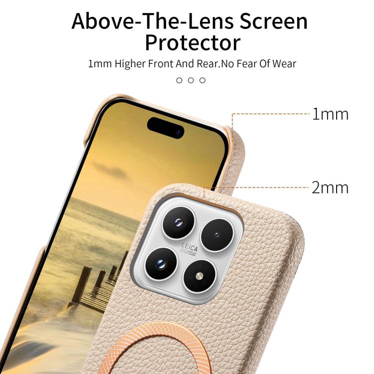 For Xiaomi 17 Litchi Texture Brushed MagSafe PU Back Cover Phone Case