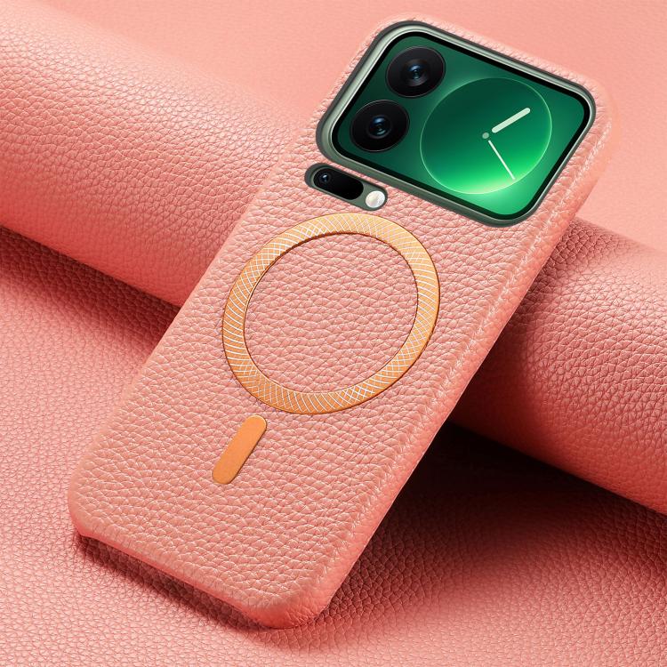 For Xiaomi 17 Pro Litchi Texture Brushed MagSafe PU Back Cover Phone Case