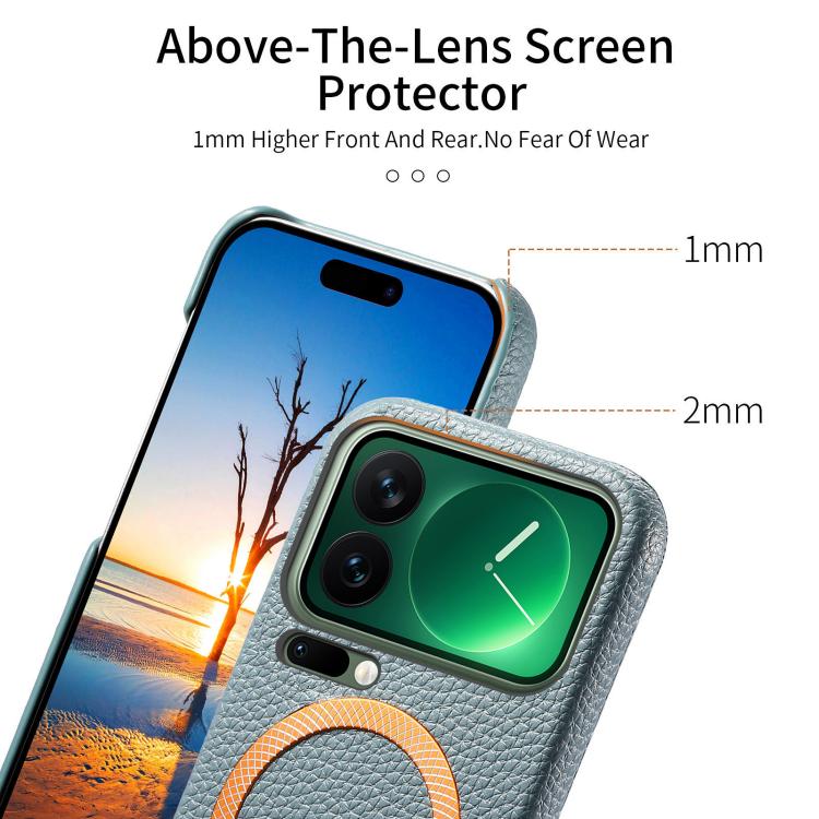 For Xiaomi 17 Pro Litchi Texture Brushed MagSafe PU Back Cover Phone Case