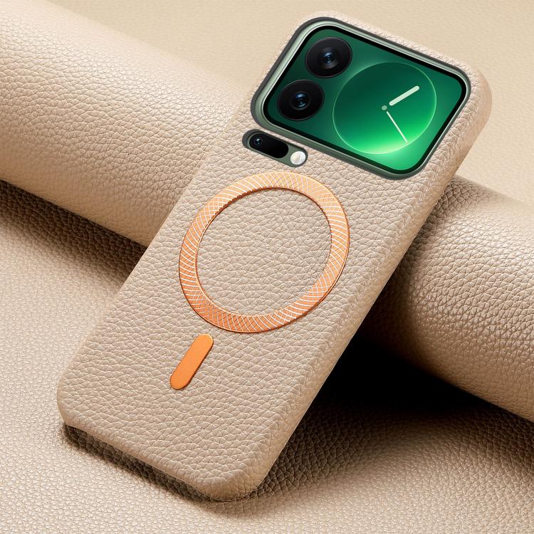 For Xiaomi 17 Pro Litchi Texture Brushed MagSafe PU Back Cover Phone Case