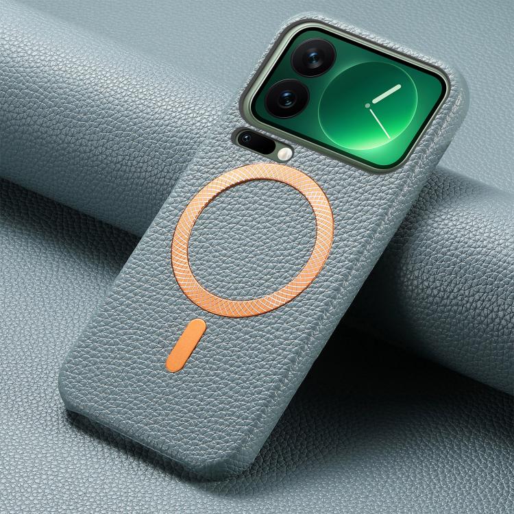 For Xiaomi 17 Pro Max Litchi Texture Brushed MagSafe PU Back Cover Phone Case