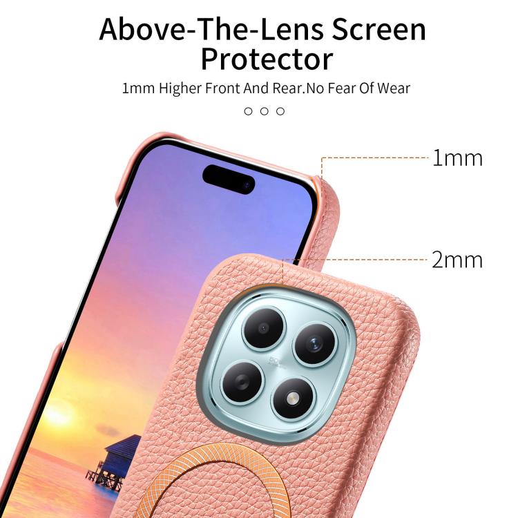 For Redmi Note 15 4G / 5G Global 164mm Litchi Texture Brushed MagSafe PU Back Cover Phone Case