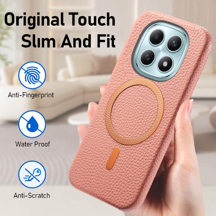 For Redmi Note 15 4G / 5G Global 164mm Litchi Texture Brushed MagSafe PU Back Cover Phone Case