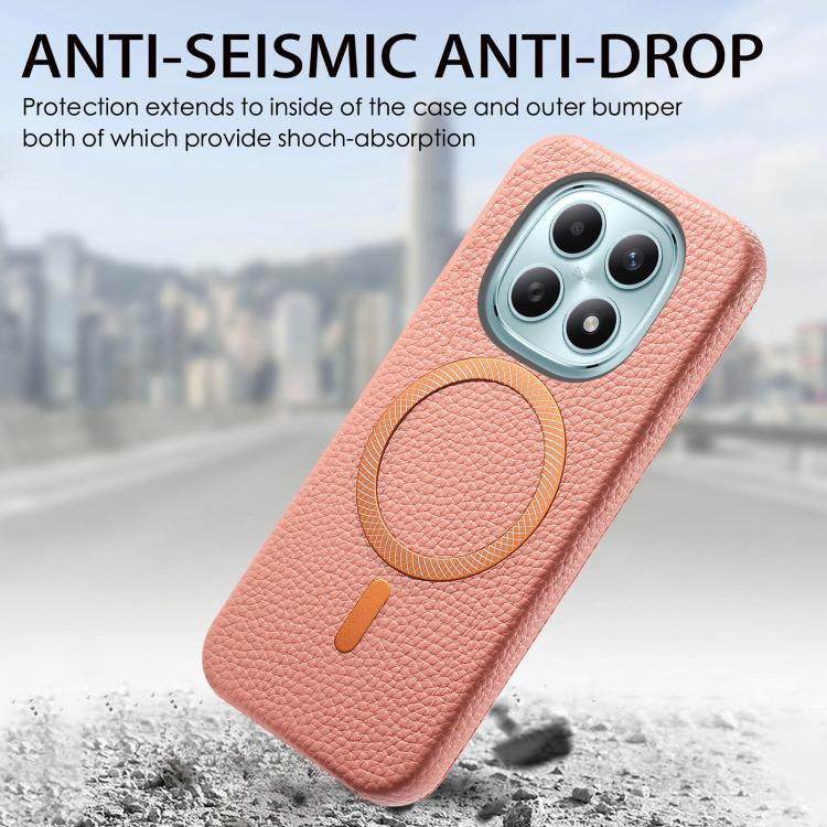 For Redmi Note 15 4G / 5G Global 164mm Litchi Texture Brushed MagSafe PU Back Cover Phone Case