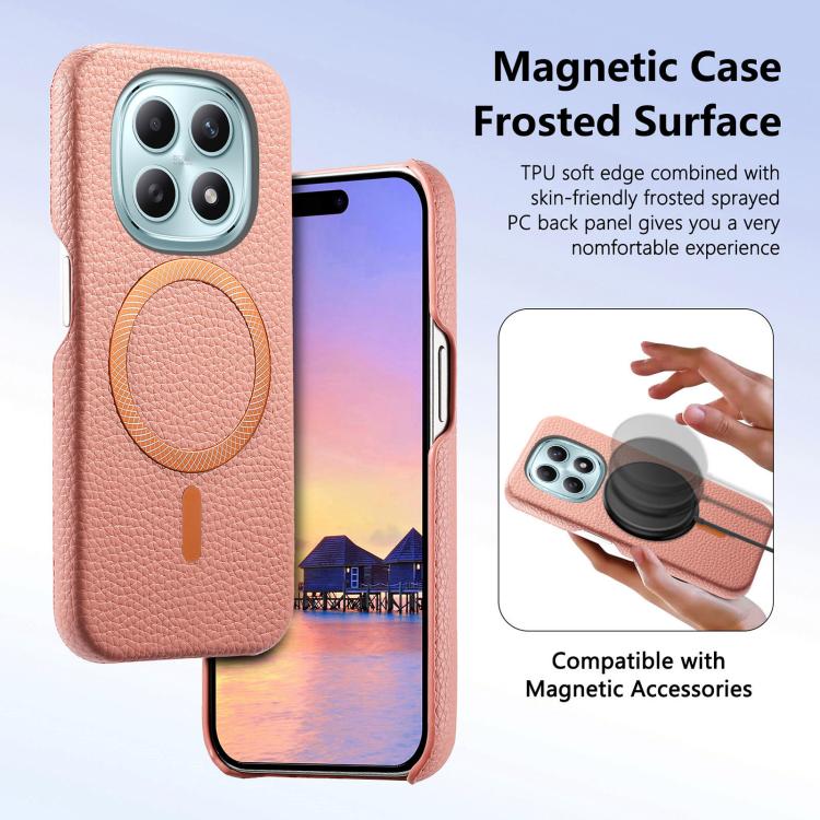 For Redmi Note 15 4G / 5G Global 164mm Litchi Texture Brushed MagSafe PU Back Cover Phone Case