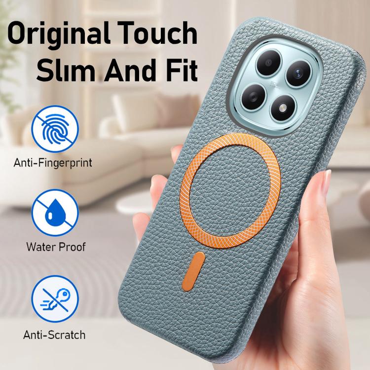 For Redmi Note 15 4G / 5G Global 164mm Litchi Texture Brushed MagSafe PU Back Cover Phone Case