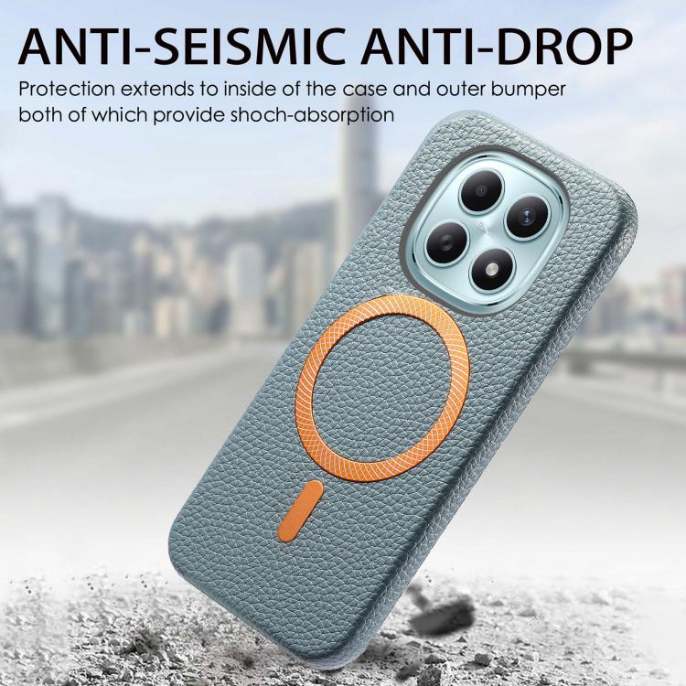 For Redmi Note 15 4G / 5G Global 164mm Litchi Texture Brushed MagSafe PU Back Cover Phone Case
