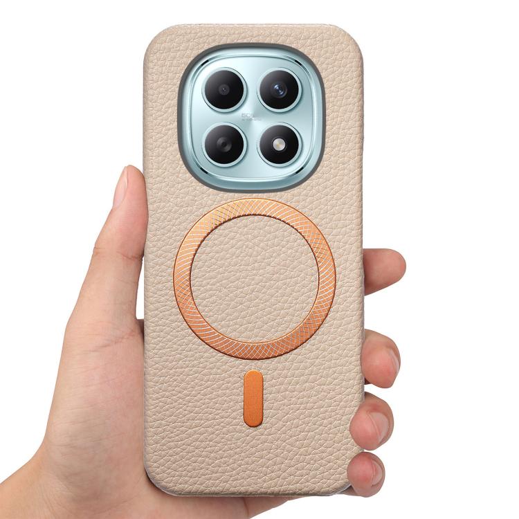 For Redmi Note 15 4G / 5G Global 164mm Litchi Texture Brushed MagSafe PU Back Cover Phone Case