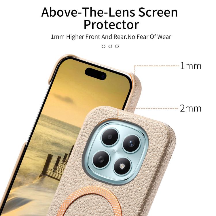 For Redmi Note 15 4G / 5G Global 164mm Litchi Texture Brushed MagSafe PU Back Cover Phone Case