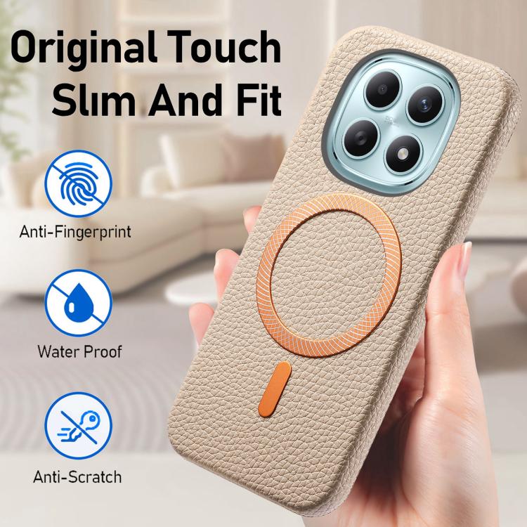 For Redmi Note 15 4G / 5G Global 164mm Litchi Texture Brushed MagSafe PU Back Cover Phone Case
