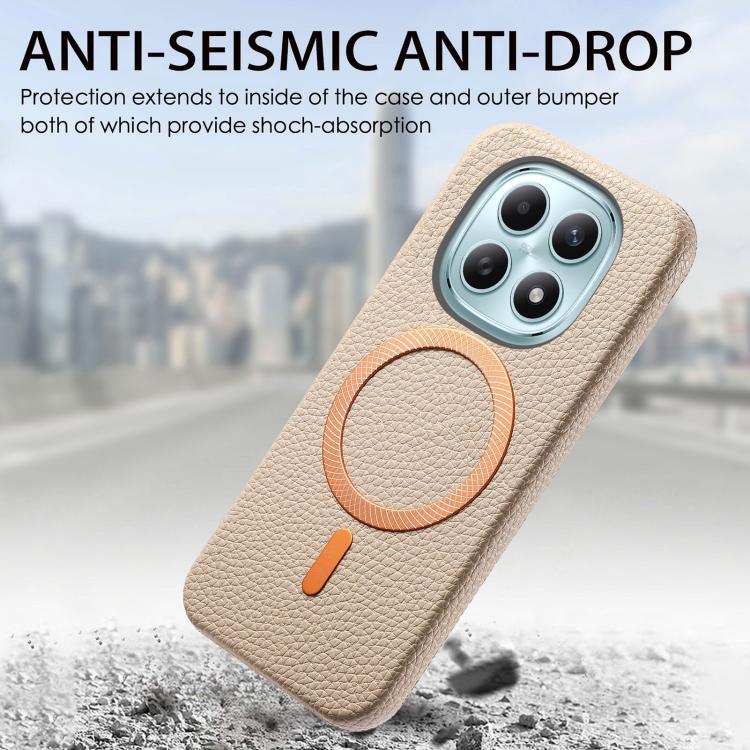 For Redmi Note 15 4G / 5G Global 164mm Litchi Texture Brushed MagSafe PU Back Cover Phone Case