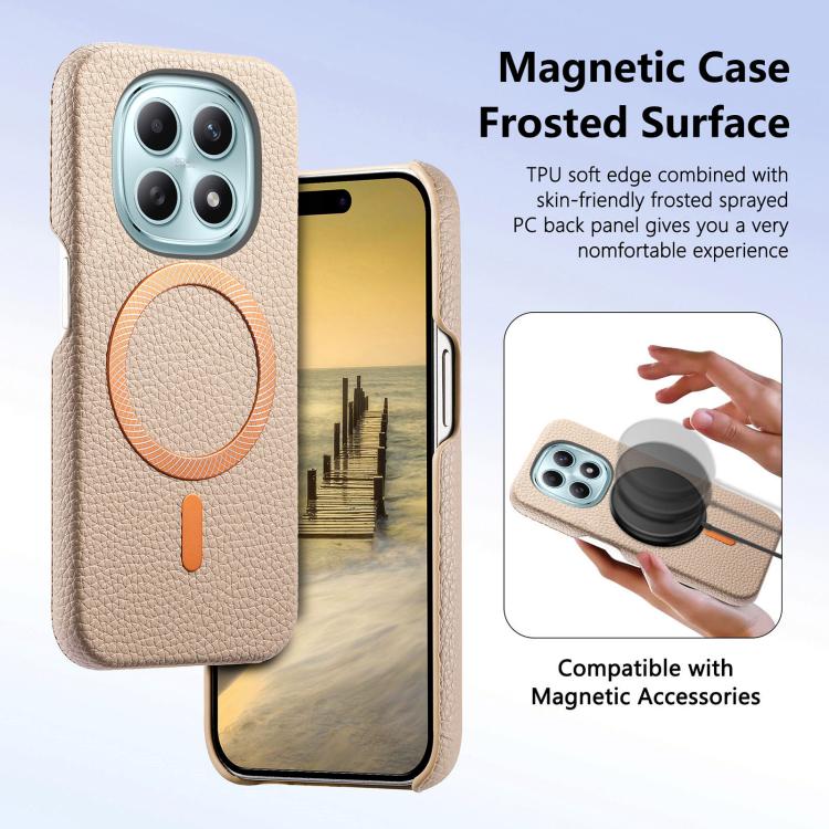 For Redmi Note 15 4G / 5G Global 164mm Litchi Texture Brushed MagSafe PU Back Cover Phone Case