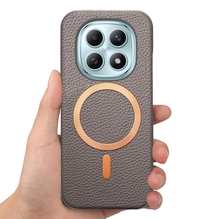 For Redmi Note 15 4G / 5G Global 164mm Litchi Texture Brushed MagSafe PU Back Cover Phone Case